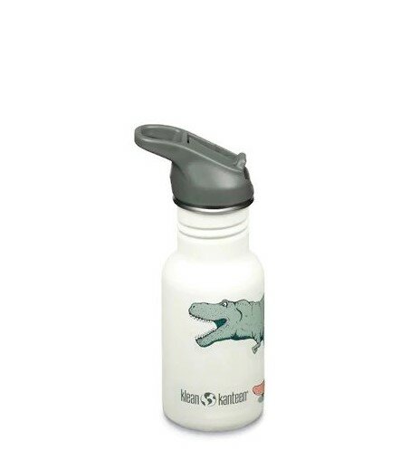 Kid Kanteen Classic Narrow 355ml Dino Skate, RVS drinkfles met Flip Seal Sport Cap