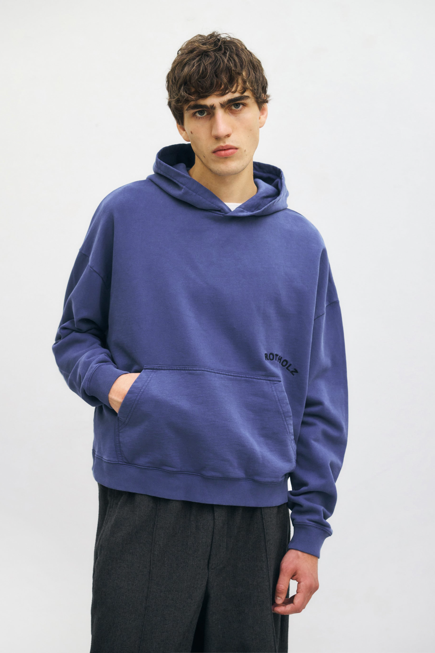 Rotholz mannen vegan Hoodie Logo Gewassen Blauw