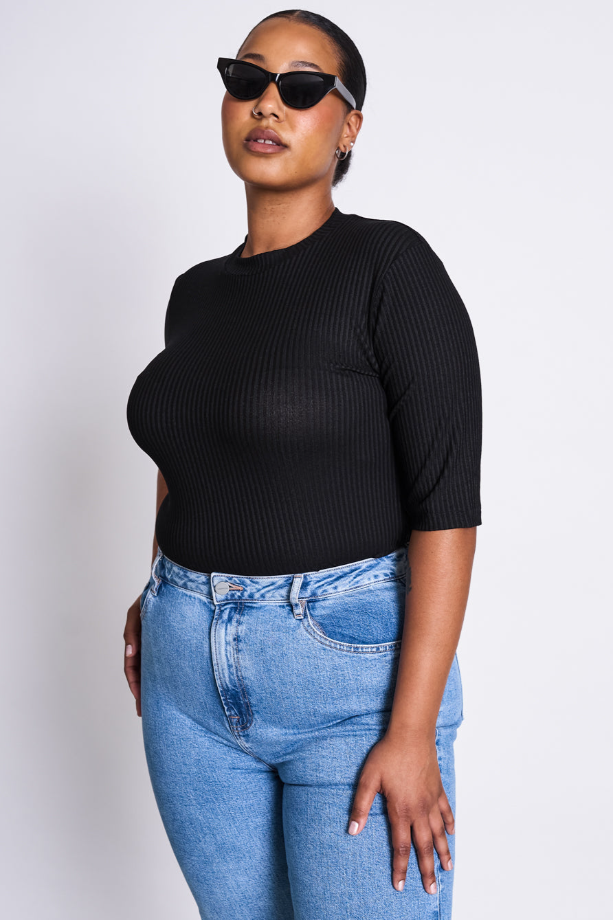 JAN 'N JUNE  T-Shirt Nina Rib Zwart