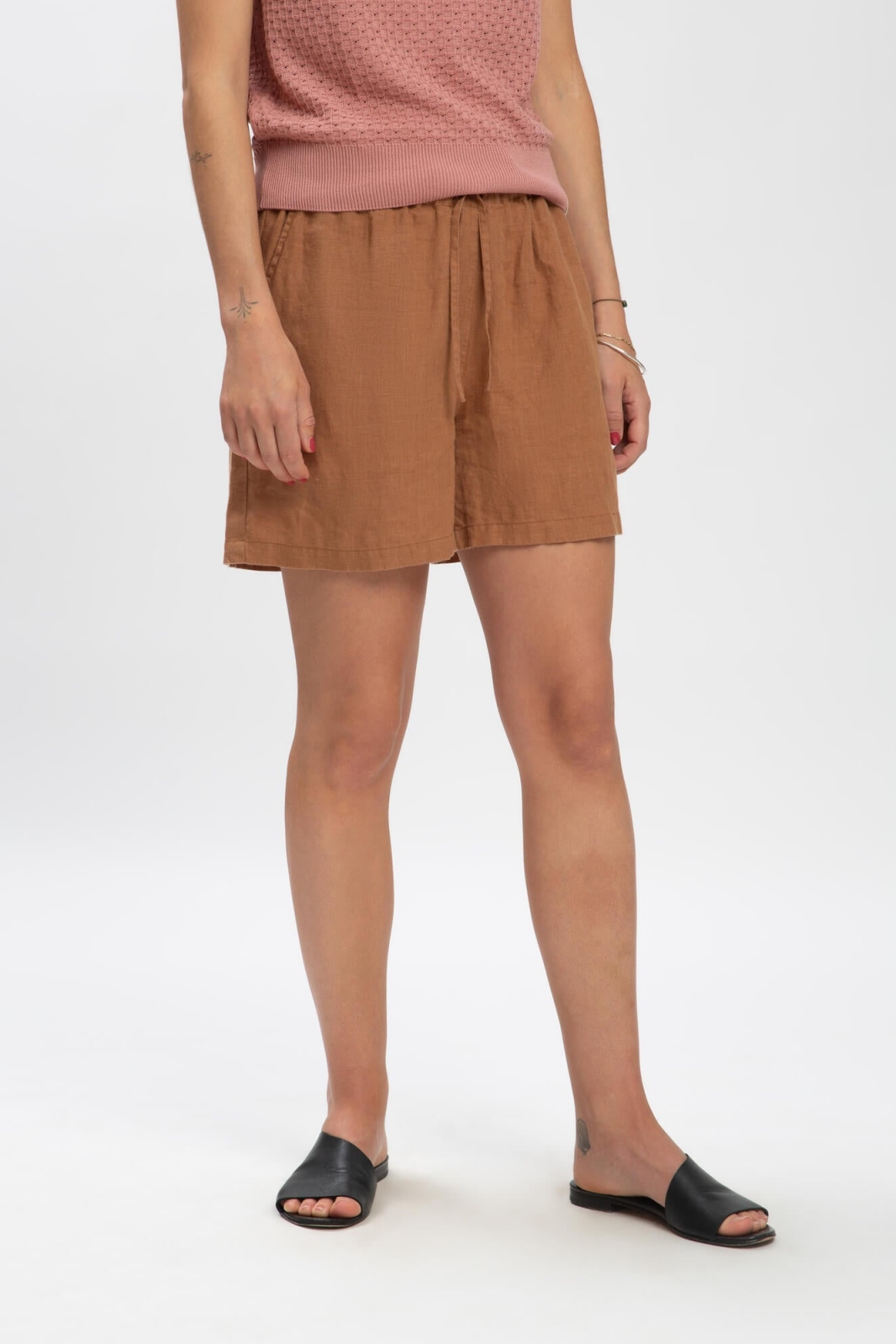 MATONA Linnen Shorts - Koffiebruin