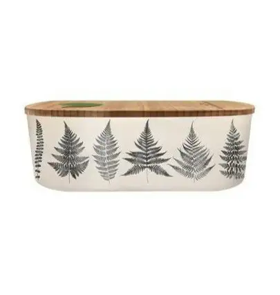 BioLoco Plant lunchbox van PLA Bio Plastic - Black and white leaves