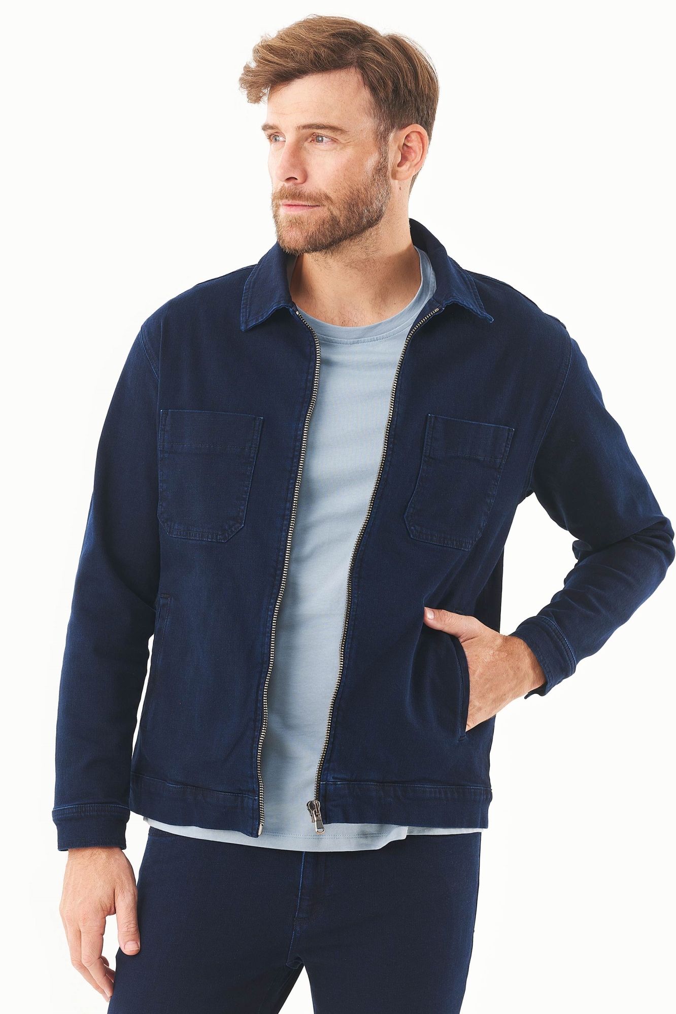 ORGANICATION mannen vegan Jas Denim Blauw