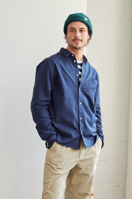 TWOTHIRDS mannen vegan Overhemd Sedef Marineblauw