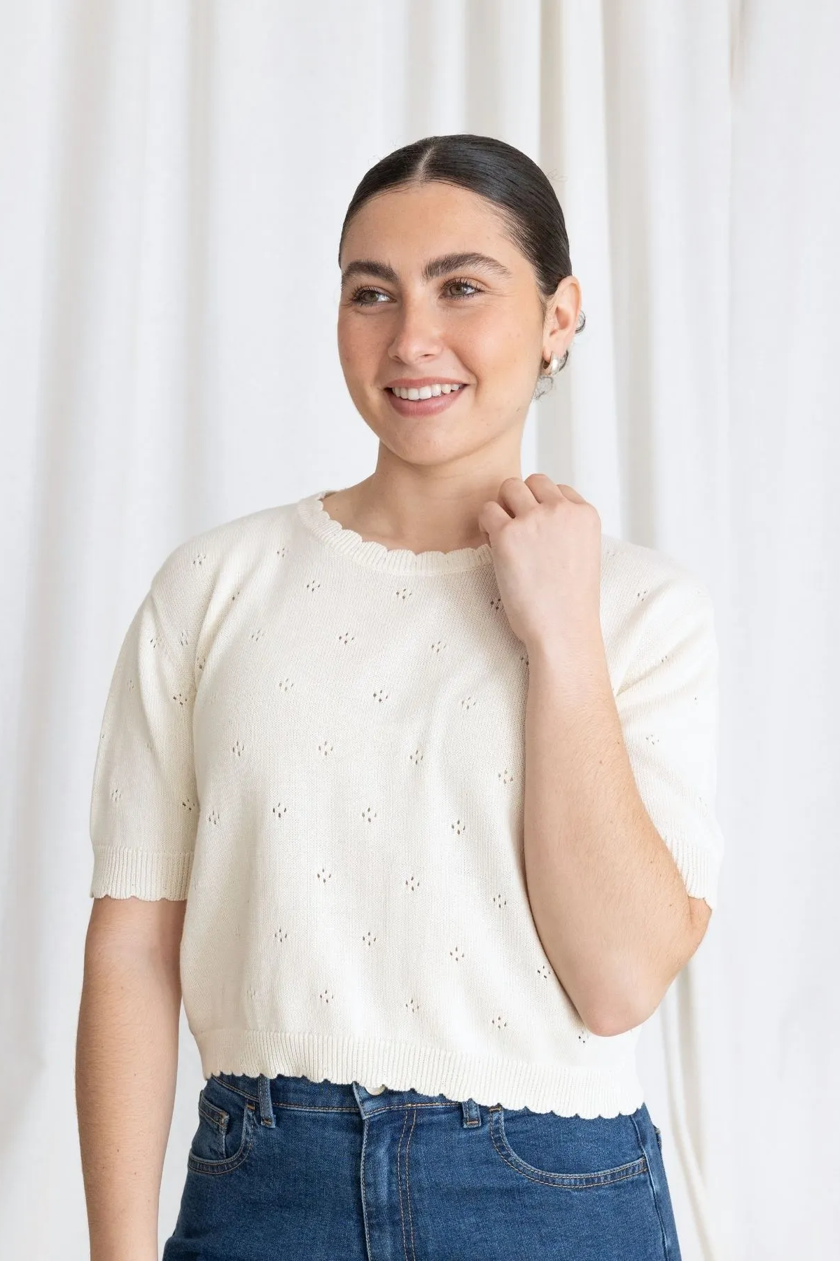 Clotsy  Top Korte Mouw CrÃ¨me