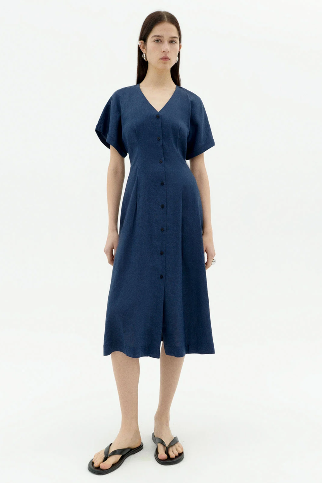 Thinking MU  Jurk Met Getailleerde Taille Laura Marineblauw