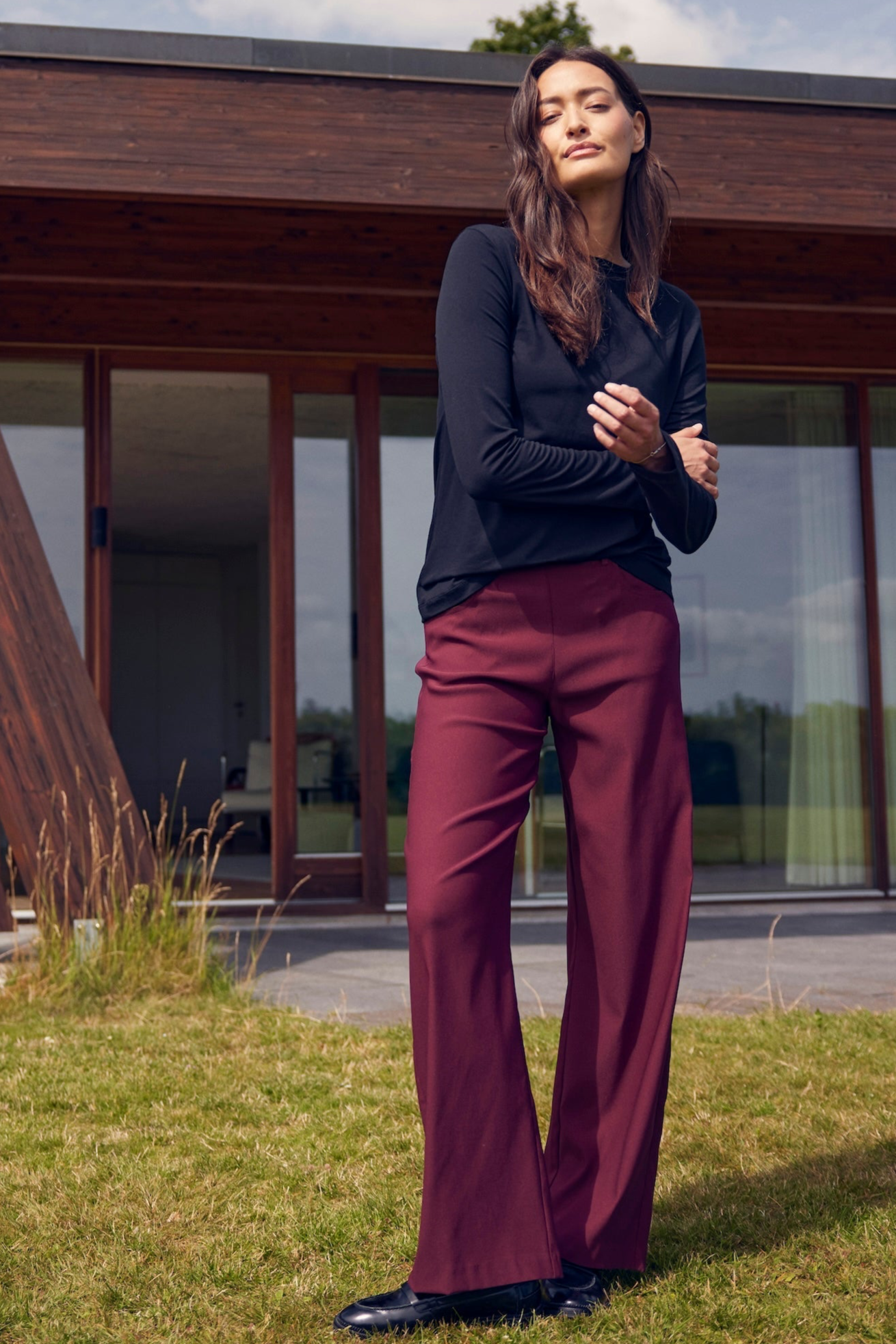 LAURIE  Broek Donna Loose Lange Lengte Zinfandel