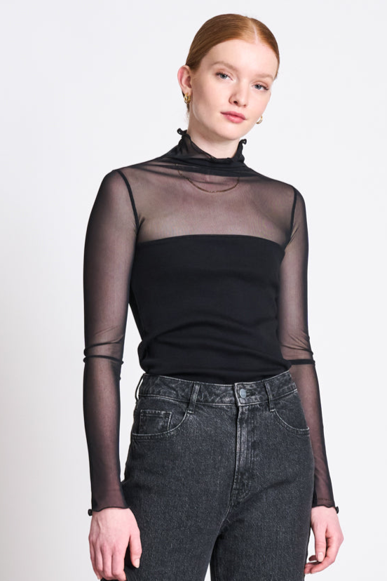 JAN 'N JUNE  Turtleneck Mesh Pluie Zwart