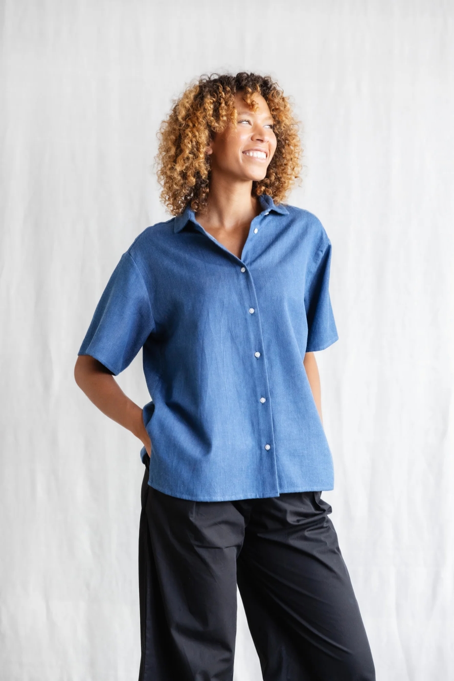 Jyoti - Fair Works  Overhemd NEHAni Denim Blauw