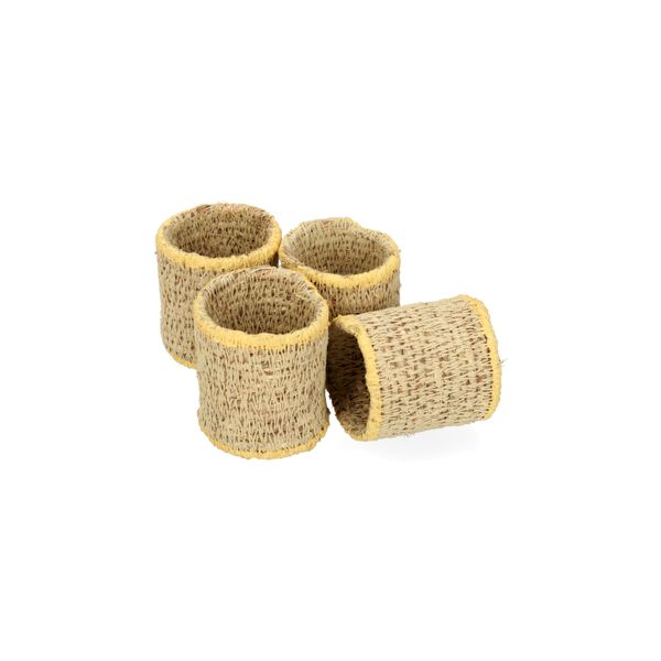 Servetringen, set van 4, zeegras, geel, Ø4 cm x 4,5 cm