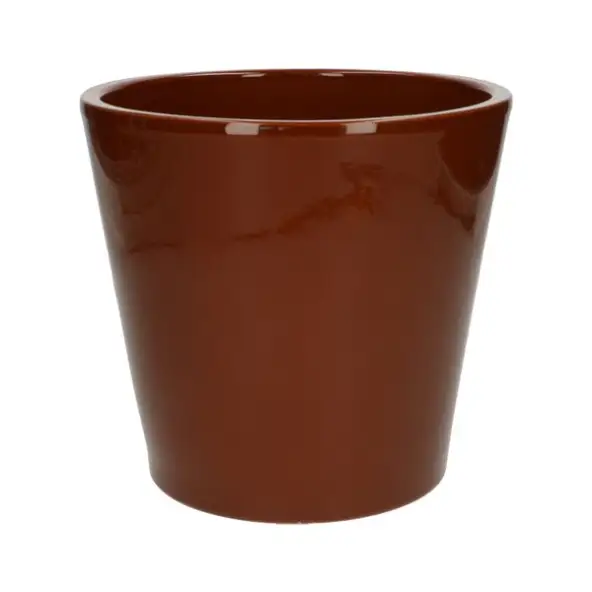 Bloempot, aardewerk, cognacbruin, Ø 25 cm