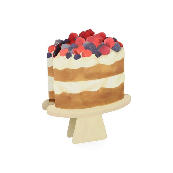 Kaart 3D met envelop, taart met fruit