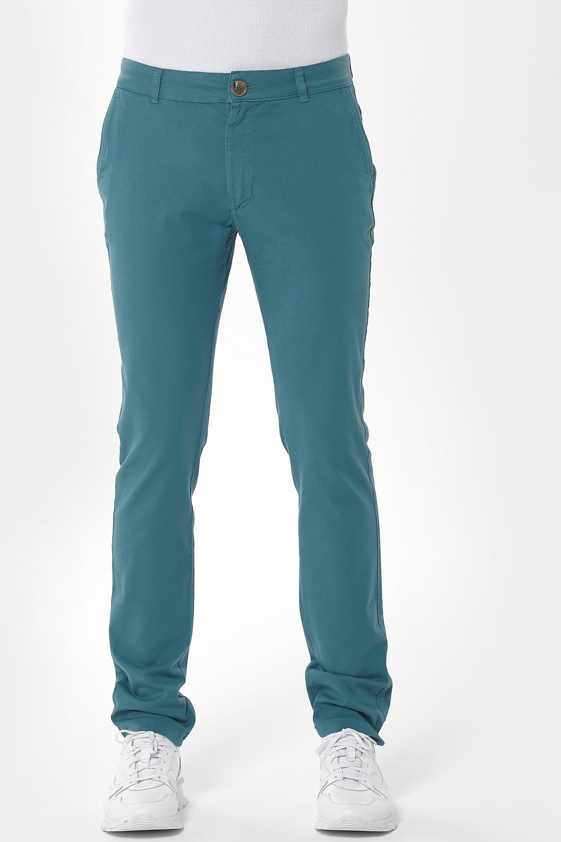 ORGANICATION mannen vegan Chinobroek Slim Petrol Groen