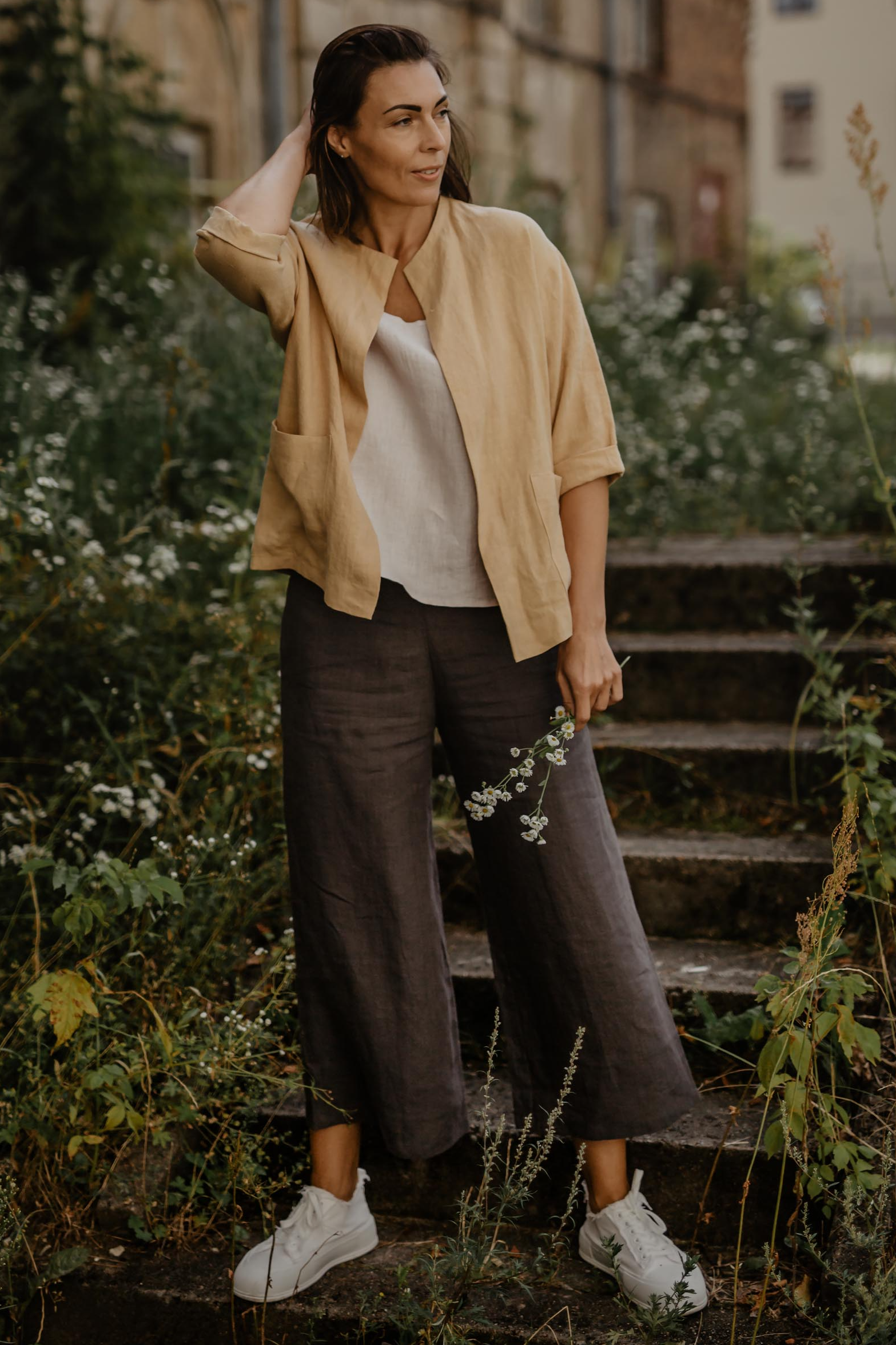 AmourLinen  Broek Tokyo Charcoal Grijs