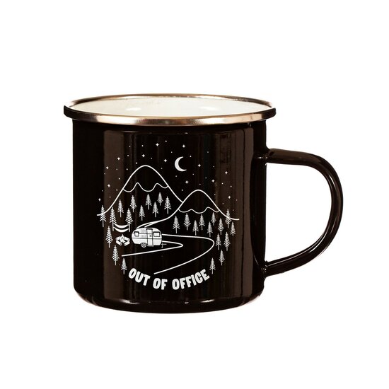 Sass & Belle geëmailleerde RVS mok zwart - Enamel Mug Out of Office