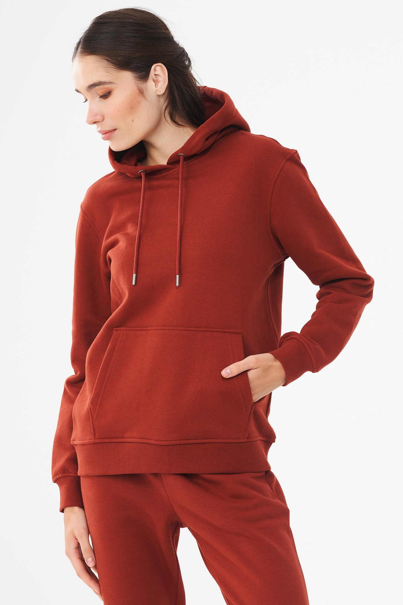 ORGANICATION  Hoodie Donkerrood Bruin