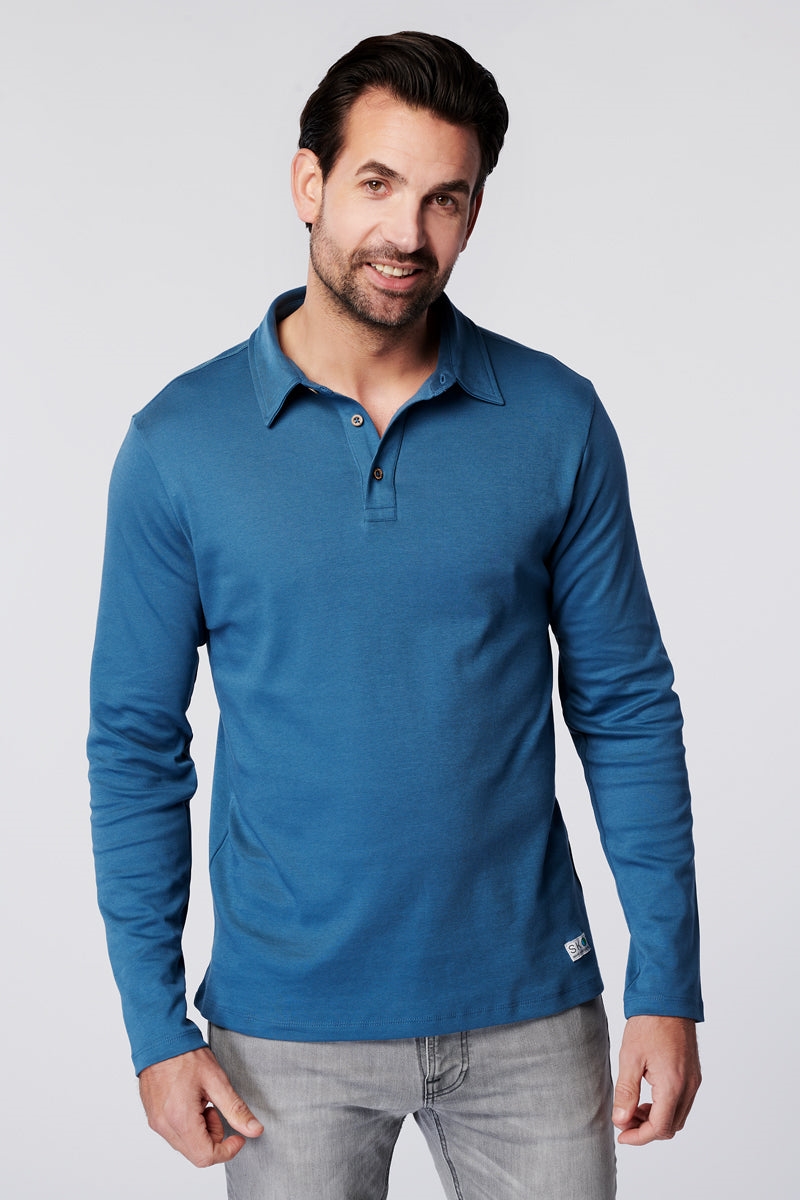 SKOT mannen vegan Longsleeve Polo Sky