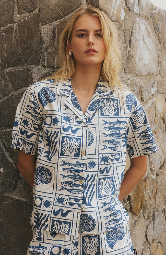 DEDICATED  Shirt Torup Oceaanblauw/Wit