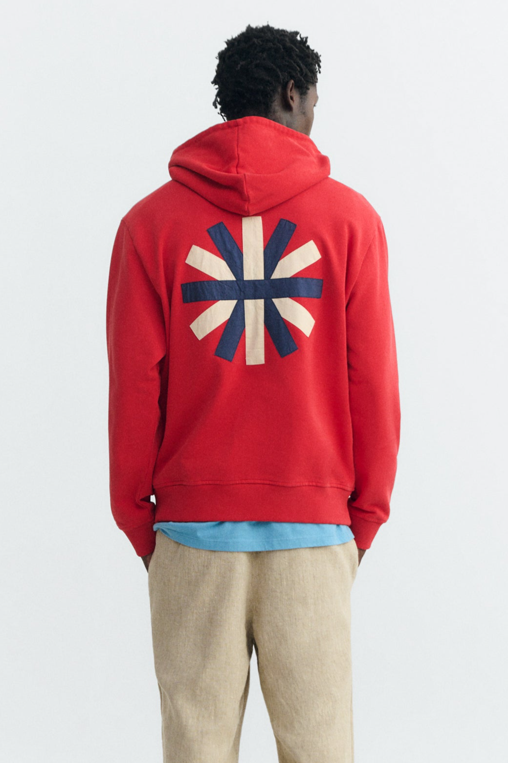 Thinking MU mannen vegan Sweatshirt Simon Met Zon Patch Achterkant Rood