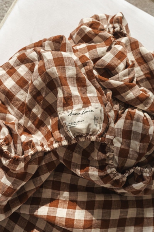 AmourLinen  Getailleerde Hoeslaken Mokka Gingham