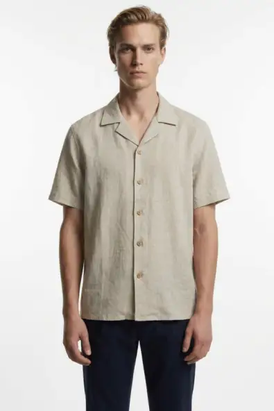 De IONESCU mannen vegan Overhemd Godeanu Beige