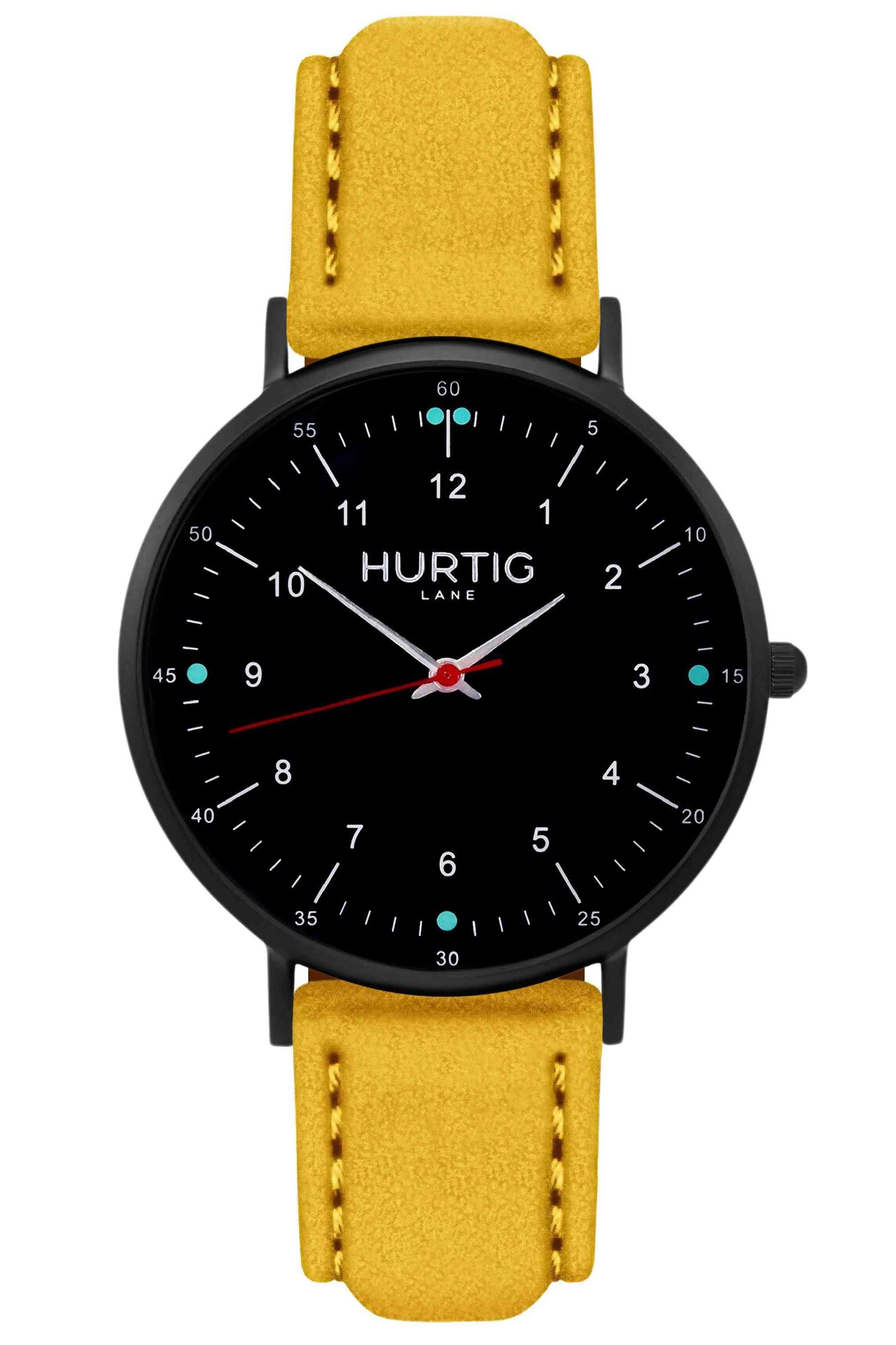 Hurtig Lane  Horloge Moderna Suède Zwart & Mosterdgeel