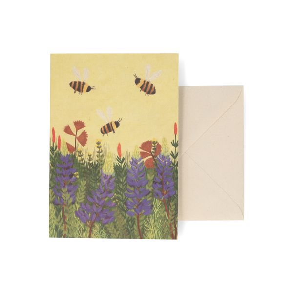 Kaart, World Animal Protection, bijen in een lupine veld
