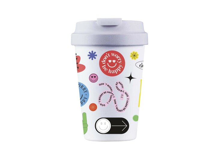 BioLoco plant easy cup, PLA koffie to go beker - Don't worry, be happy