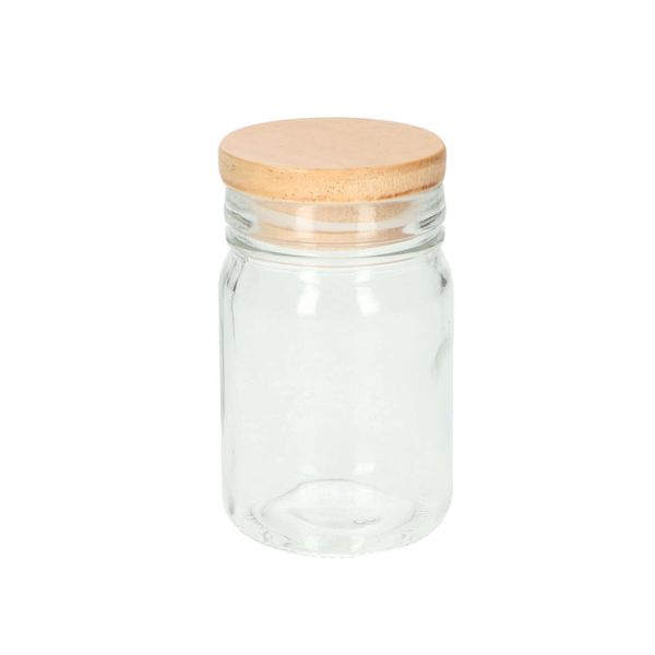 Potje met houten deksel, glas, 250 ml