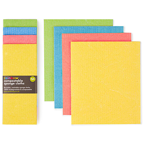 Eco Living Composteerbare Schoonmaakdoeken x4 - Regenboog