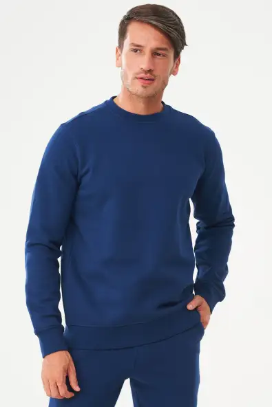 ORGANICATION mannen vegan Sweatshirt Navy Blauw