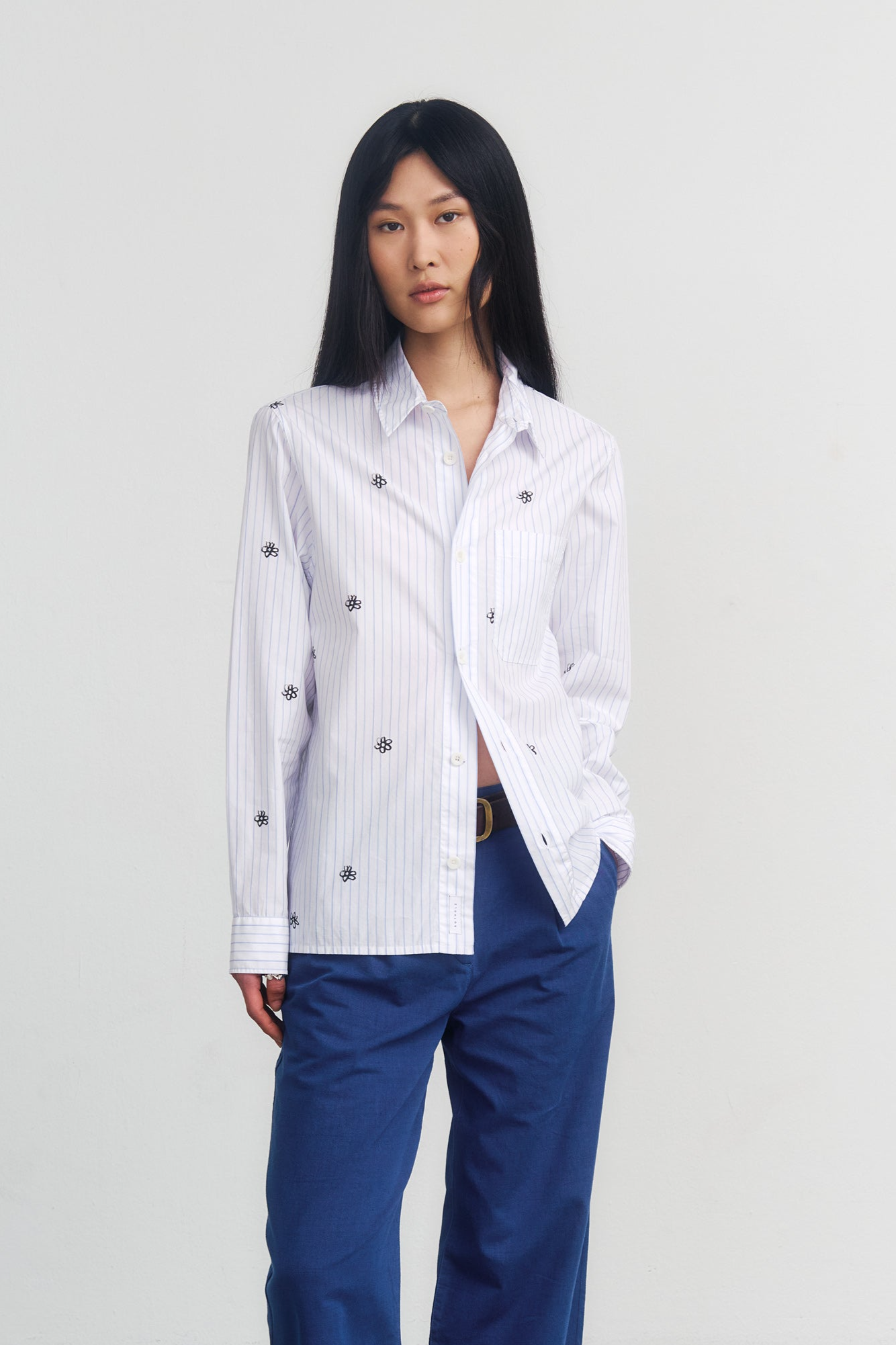 Rotholz  Shirt Met Bloemenprint En Strepen In Blauw