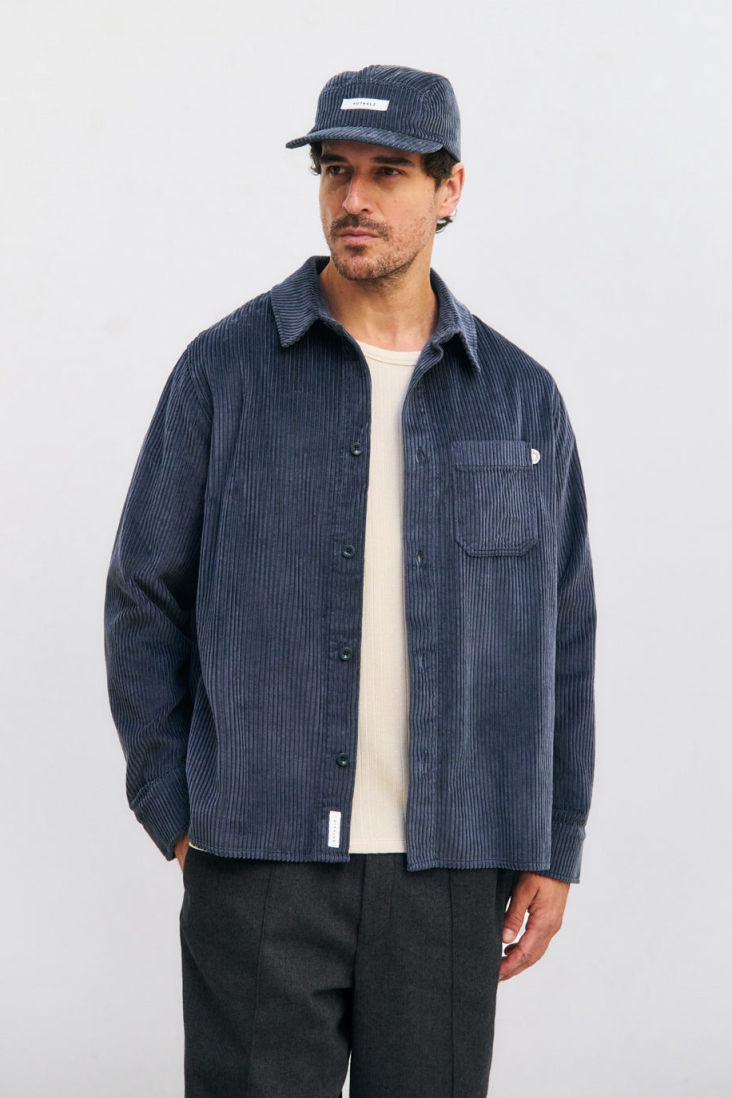Rotholz mannen vegan Shirt Cord Blauw