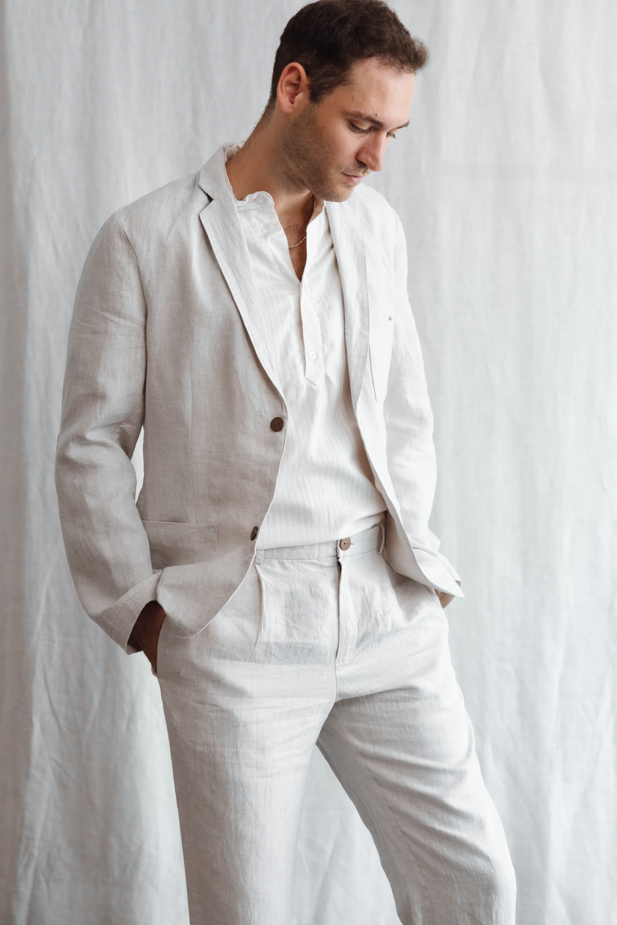 Jyoti Fair Works mannen vegan Blazer Jadu Gebroken Wit