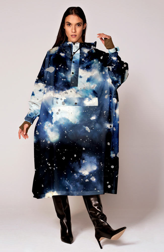 Rainkiss  Regen Poncho Sterrennacht Zwart & Blauw