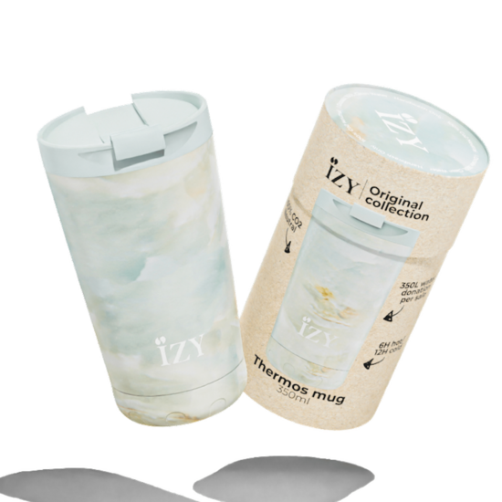 IZY Bottles RVS Coffee Mug 350ml - Thermosbeker Marble Green