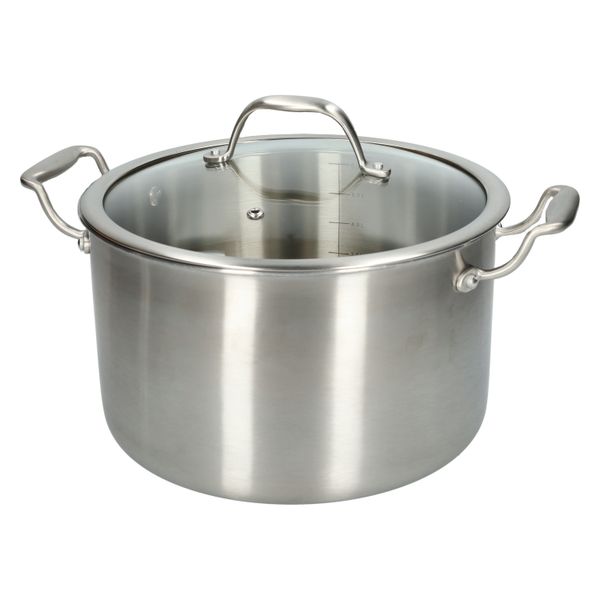 Kookpan met glazen deksel, 3-laags, rvs, PFAS-vrij, Ø24 cm