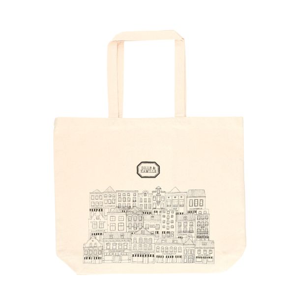 Canvas tas, Dille & Kamille, bio-katoen, gevels, groot, 48 x 40 x 10 cm