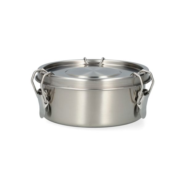 Lunchbox met siliconen ring, RVS, rond, Ø14 cm, 500 ml
