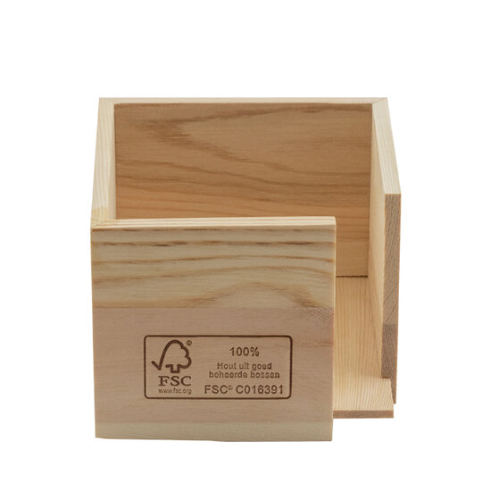 FSC houten servethouder voor servetten 25x25cm (12,5 gevouwen). SALE