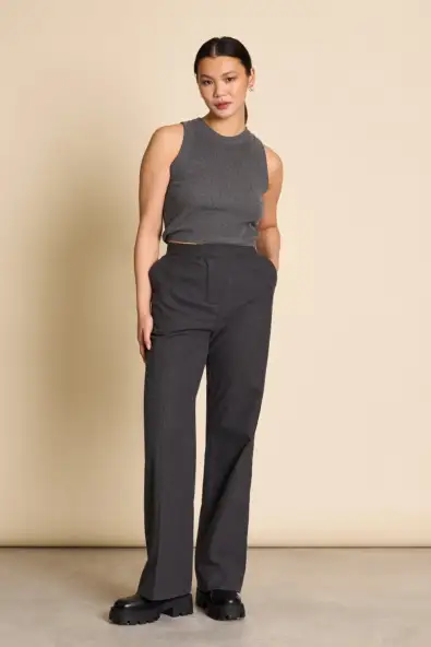JAN 'N JUNE  Wijde Broek Coralio Donkergrijs