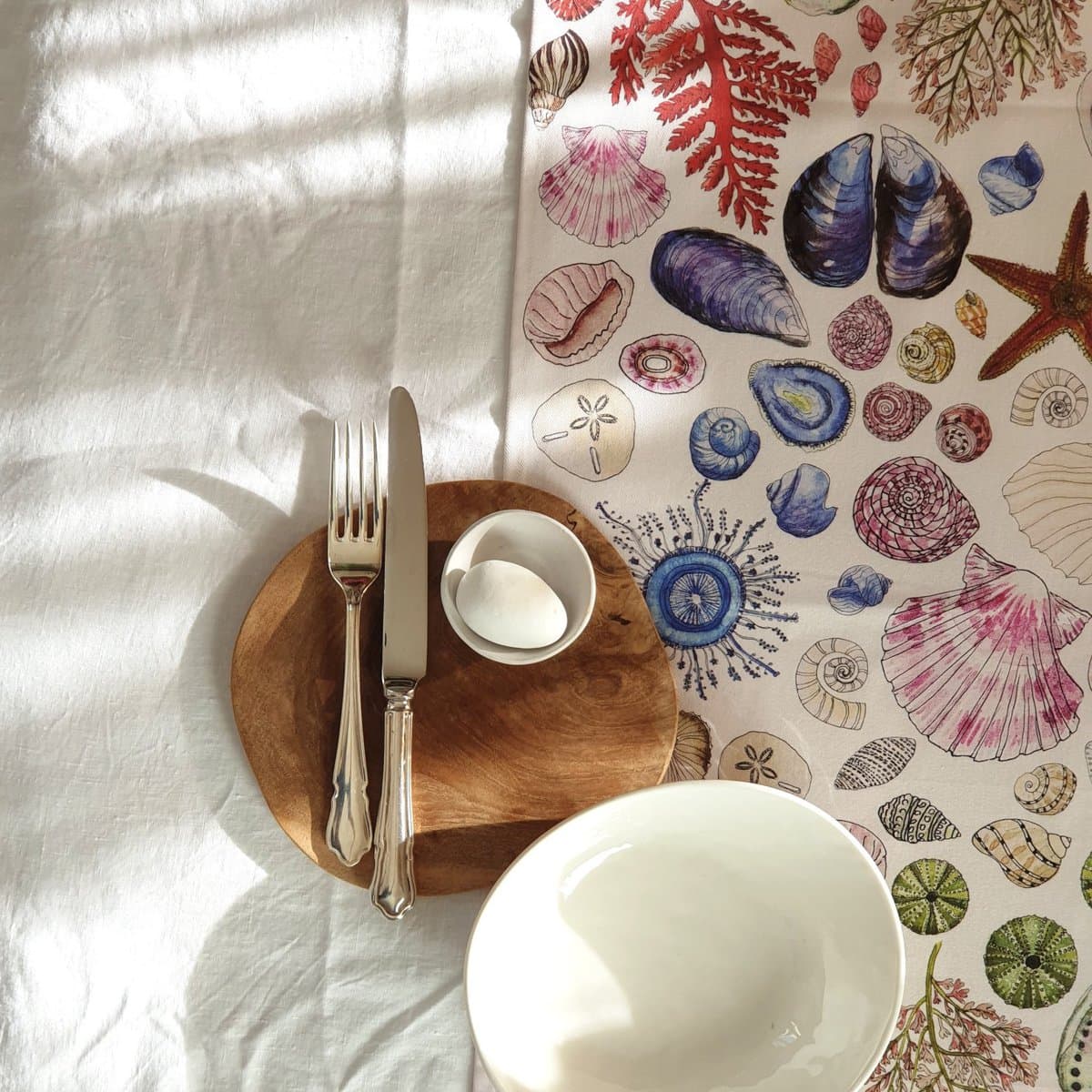Seashell Table Runner Cotton - Colorful
