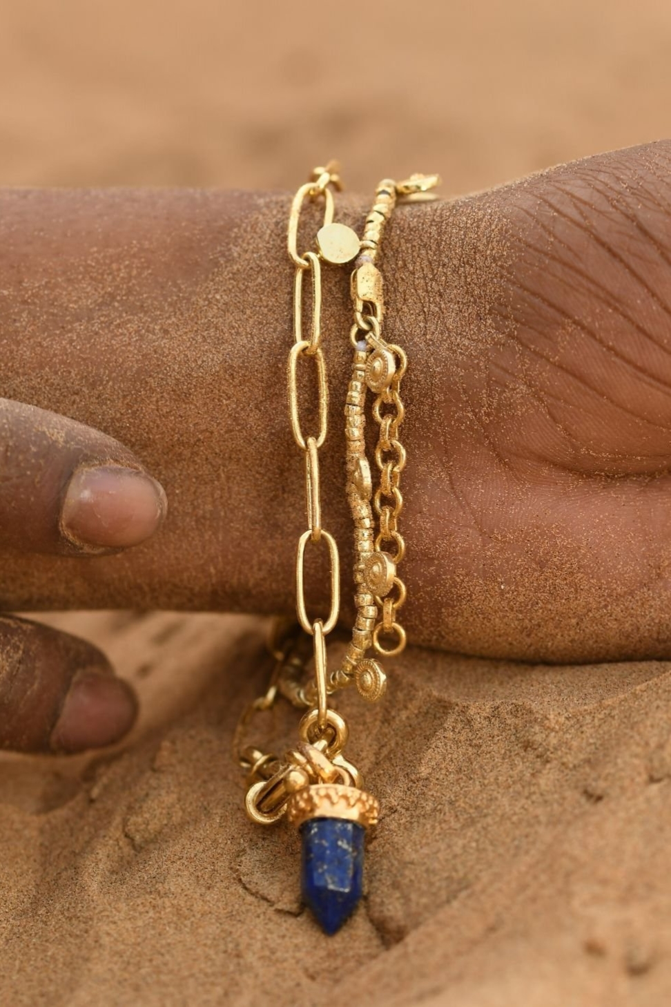 Loft and Daughter  Lapis Lazuli Hanger Goud Vermeil