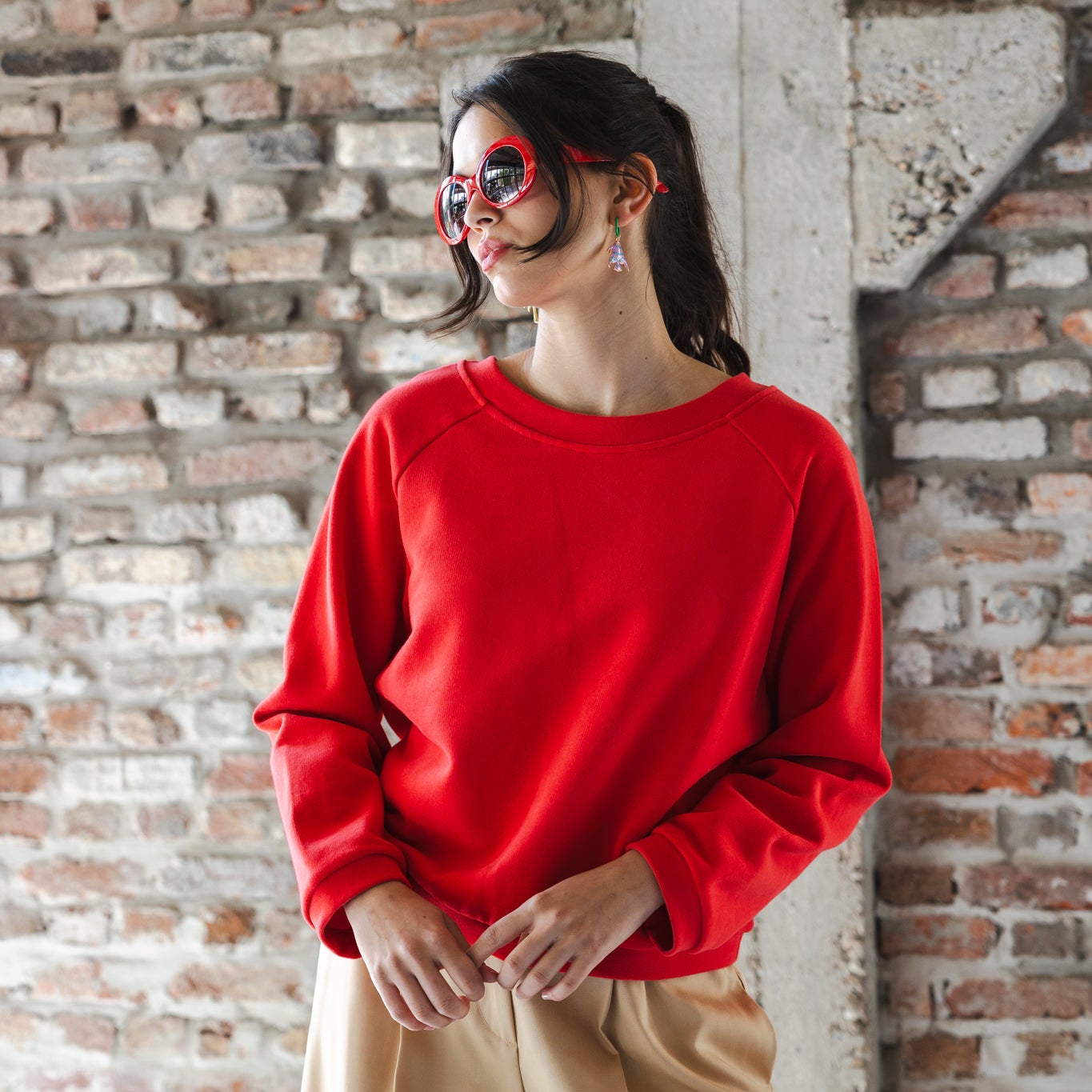 Sweater Soft red Organic cotton - Last size: XS