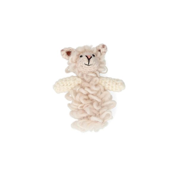 Vingerpopje, schaap, wol, 9 cm