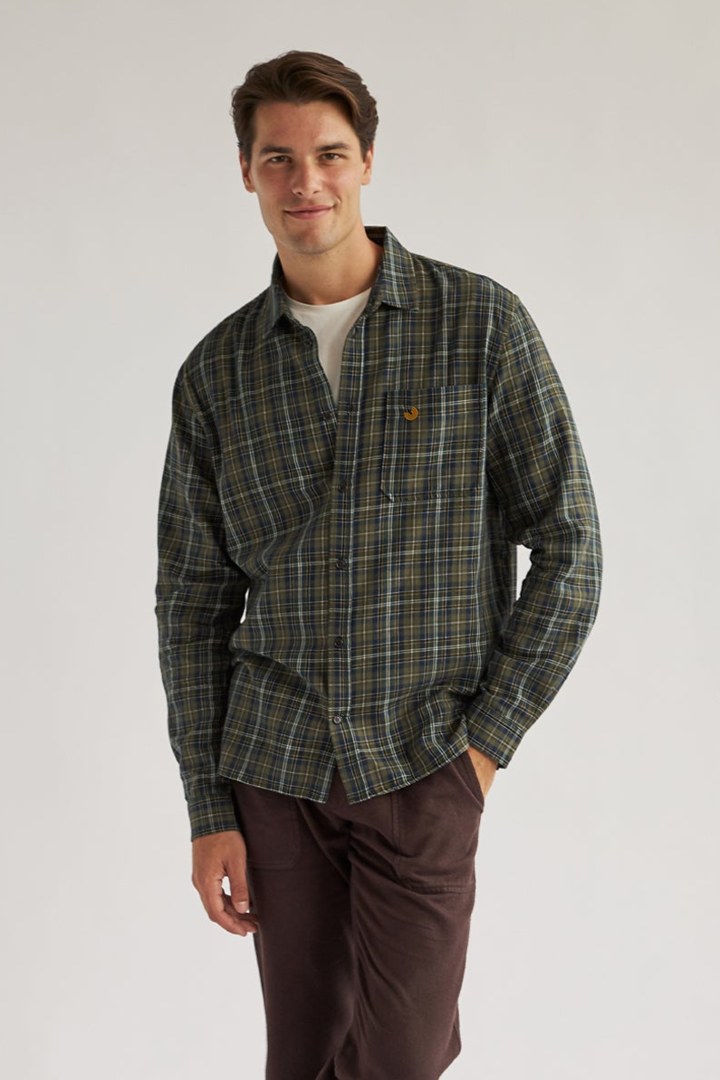TWOTHIRDS mannen vegan Overhemd Laytown Groen & Marineblauw