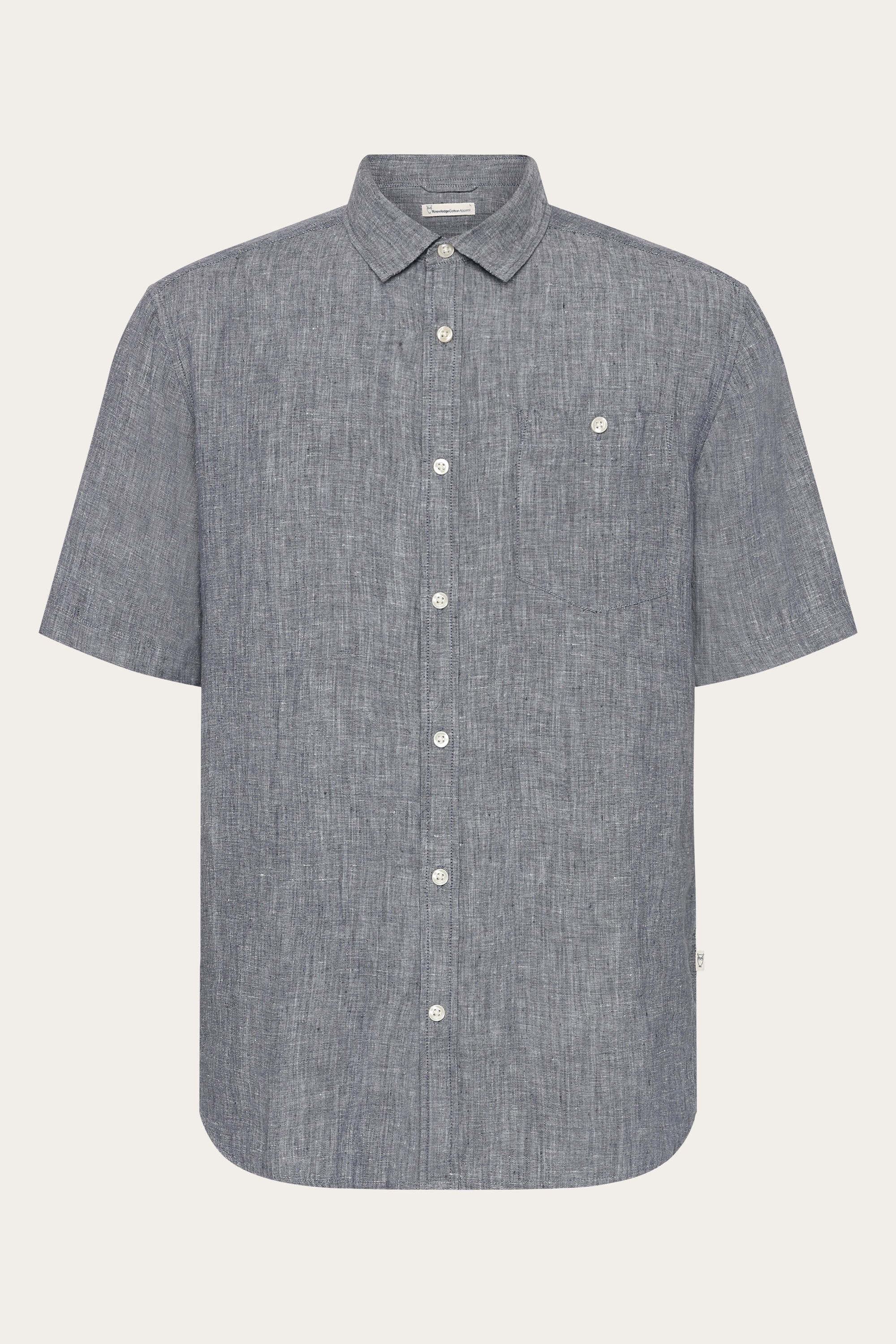 KnowledgeCotton Apparel mannen vegan Shirt Met Korte Mouwen, Op Maat Gemaakt, Model Vintage Indigo