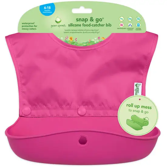 Green Sprouts Snack & Go Pink - Roze siliconen slab met opvangbakje