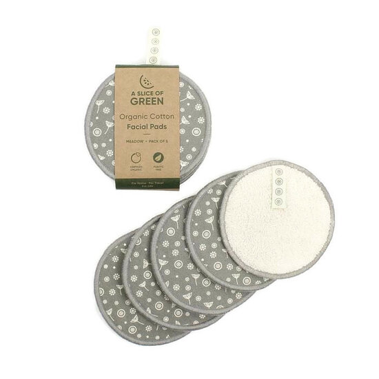 A Slice of Green Organic Cotton Facial Pads Meadow, set 5 herbruikbare wattenschijfjes