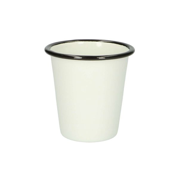 Beker, emaille, zwart/wit, Ø 9 cm