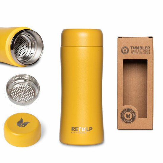Retulp Tumbler Happy Yellow RVS Thermosbeker -  300ml